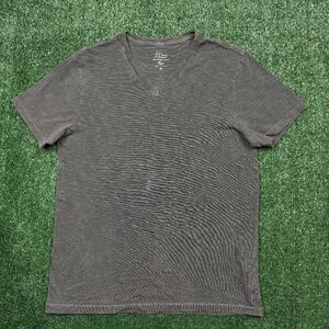 J. Crew Shirt Men's Size M Gray Short Sleeve V Neck Knit Goods Made In USA